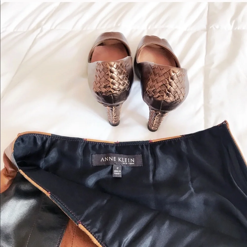 Leather two-tone skirt - Picture 5 of 5
